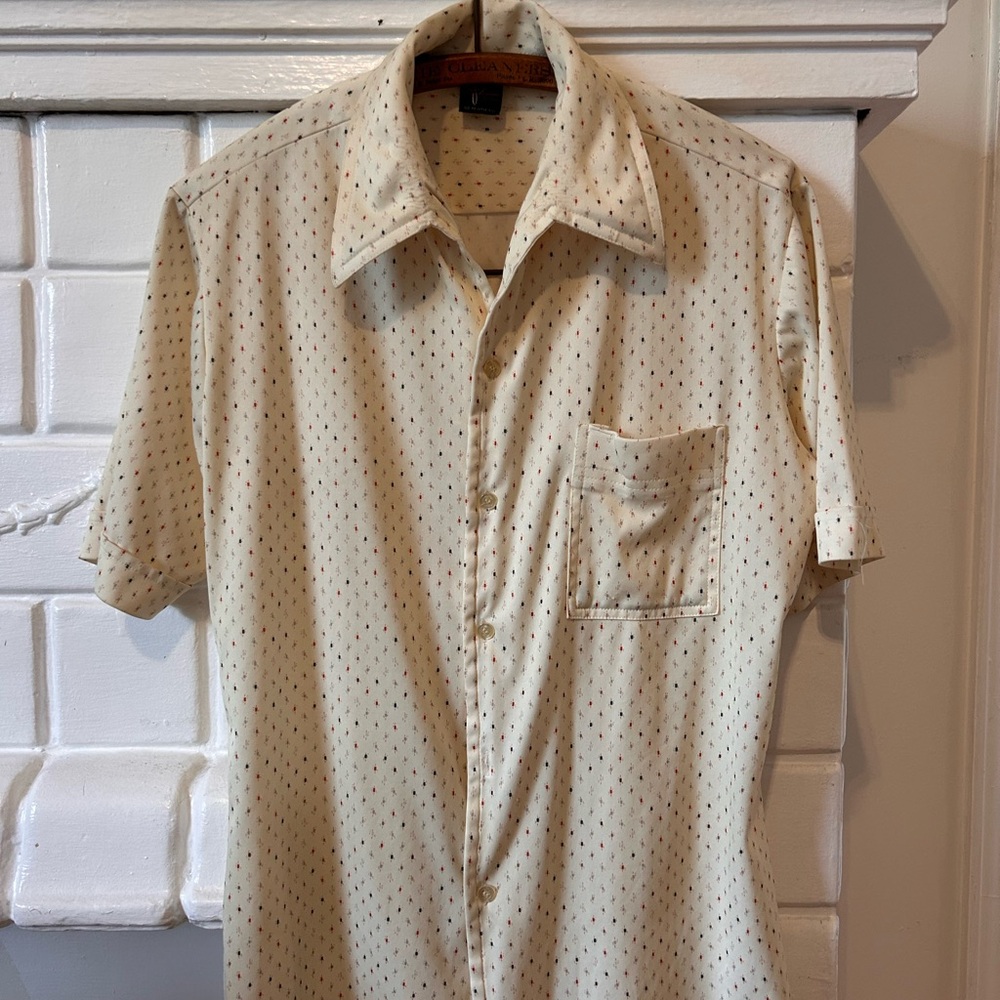 Cream Patterned Men's Shirt